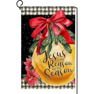 Jesus Is The Reason For The Season Christmas Ornament Garden Flag 12”x18”